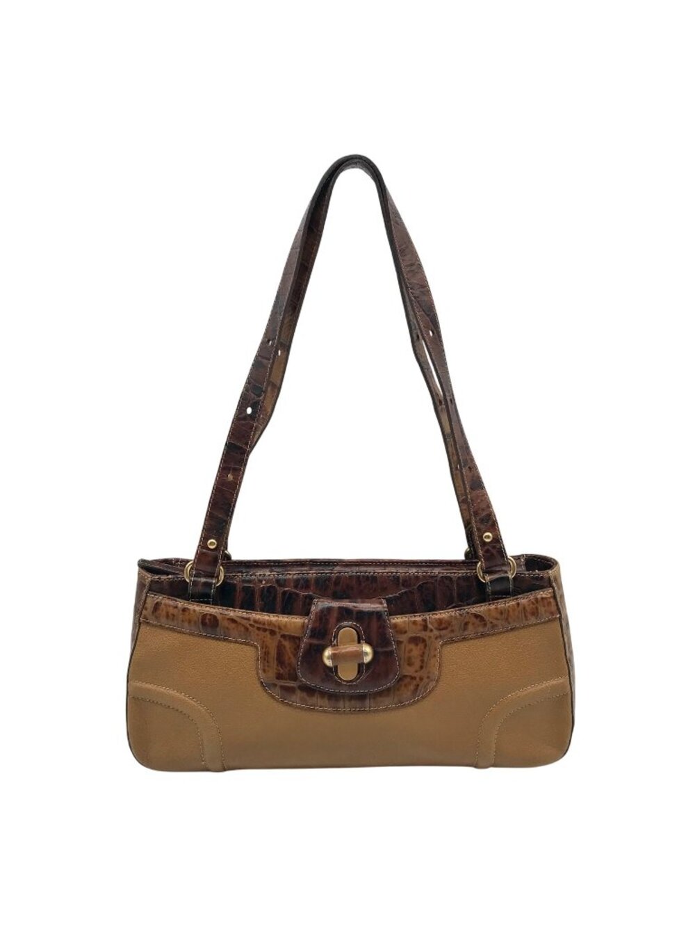 Brahmin Brown Crocodile Embossed Leather 25th Anniversary Edition Shoulder Bag